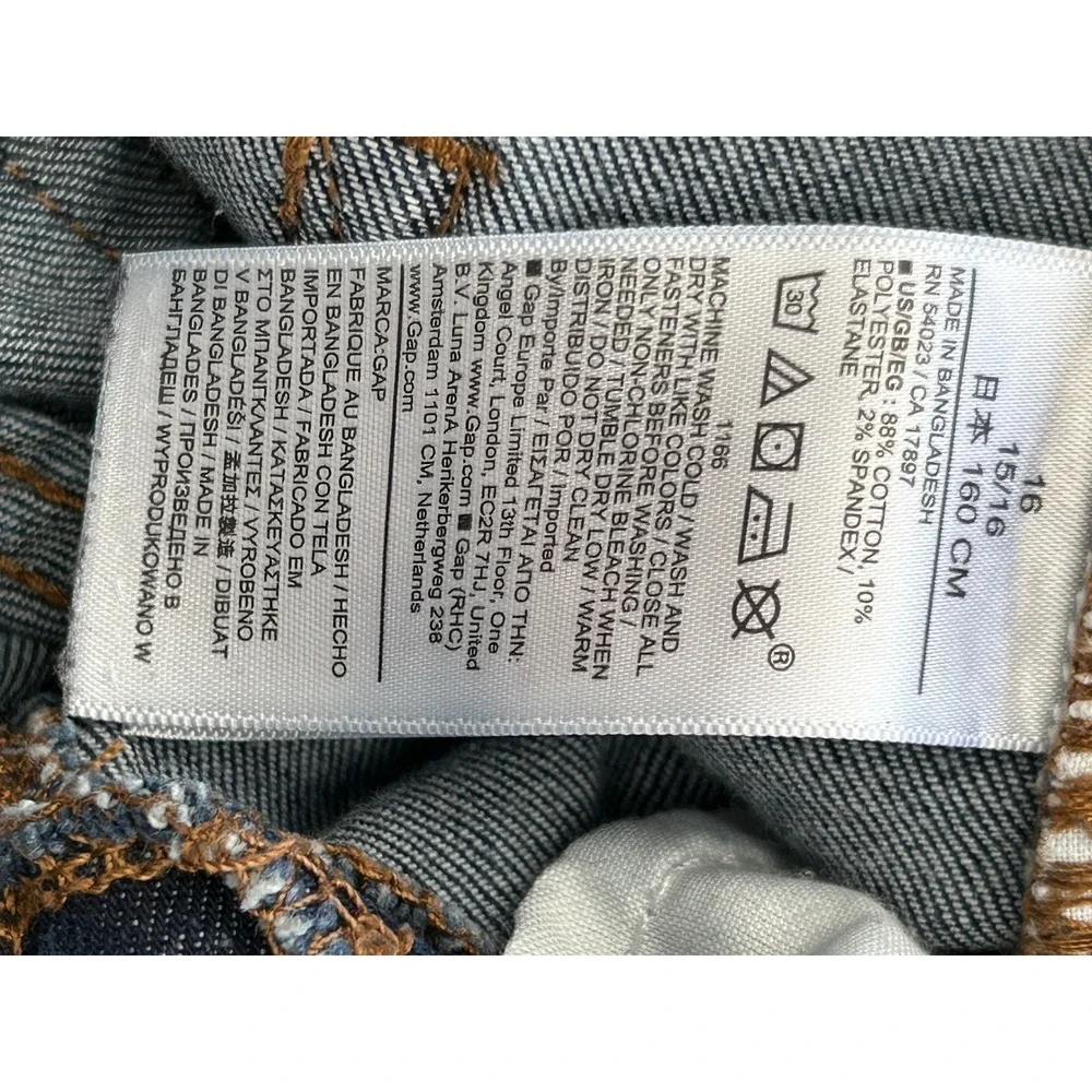 Gap Denim Boys Stretch Straight Jeans Dark Wash Size 16 Regular Blue Pants